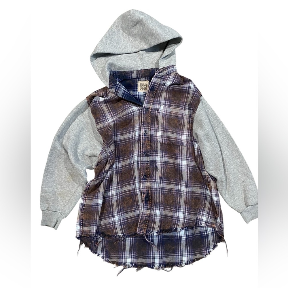 Furst Of‎ a Kind Plaid Hooded Flannel Shirt Sweater